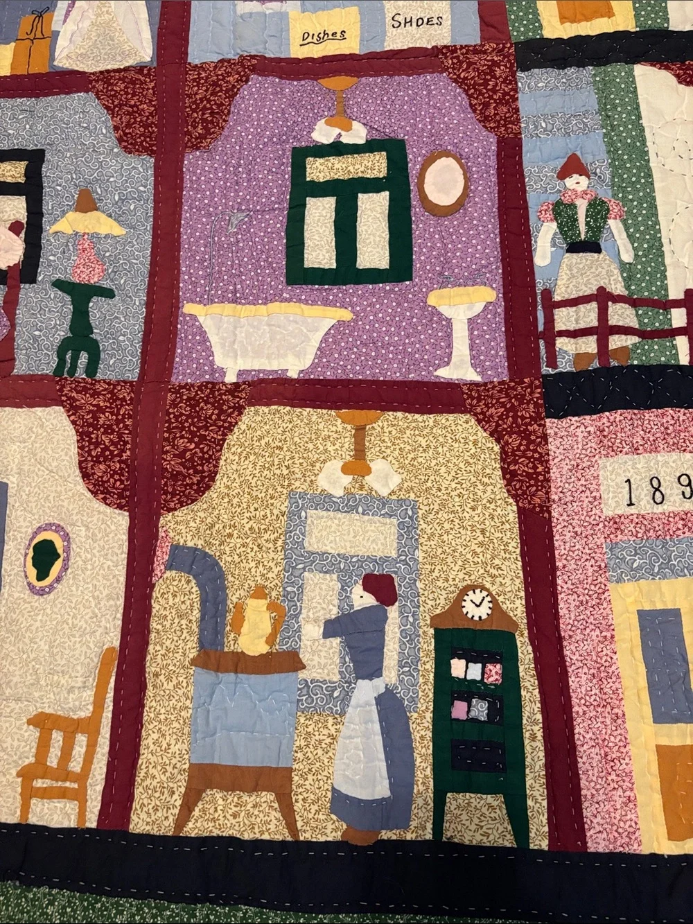 Handmade Dollhouse Patchwork Quilt - Multi-Color 58x49